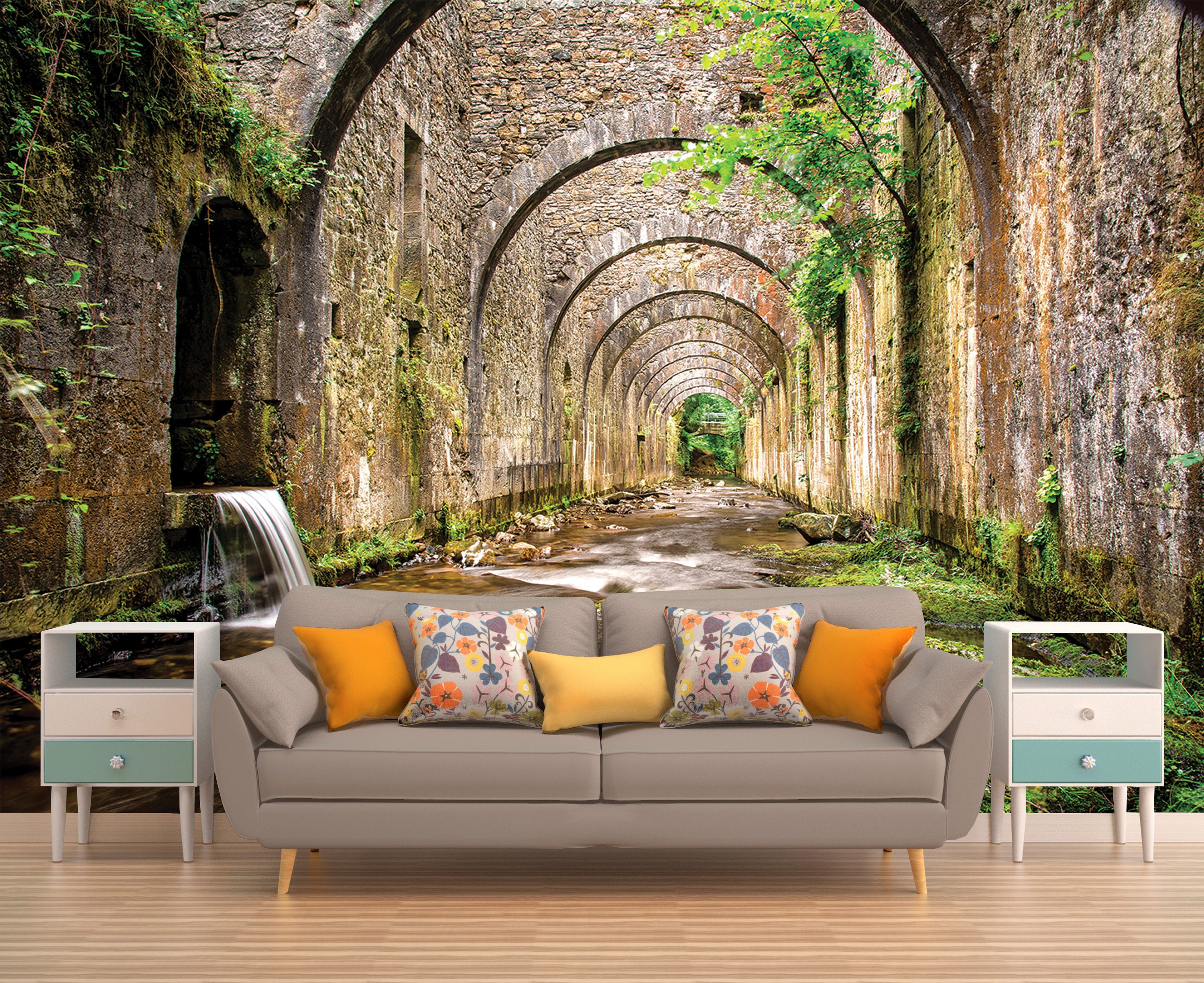 Arch Grass Nature Space 3D Wall Mural Designer Removable Wallpaper Murals Arch Grass Nature Space 3D Wall Mural Designer Removable Wallpaper Murals