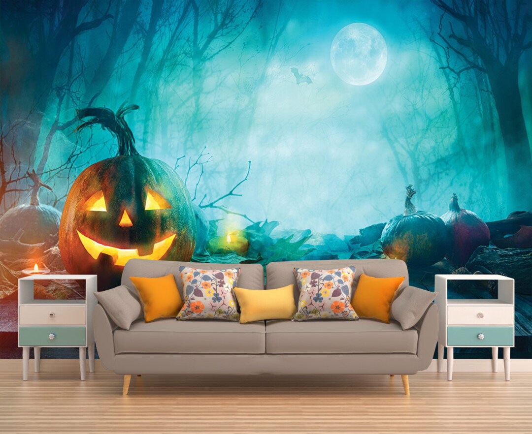 HALLOWEEN WALL DECOR Pumpkins Wall Art Night Wall Sheet Etsy