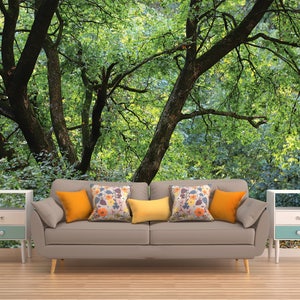 Green Forest Extra Large Wall Art, PEEL AND STICK, Green Forest Wall Art, Above Bed Decor, Nursery Decor, Wall Hangings, Wall Decor