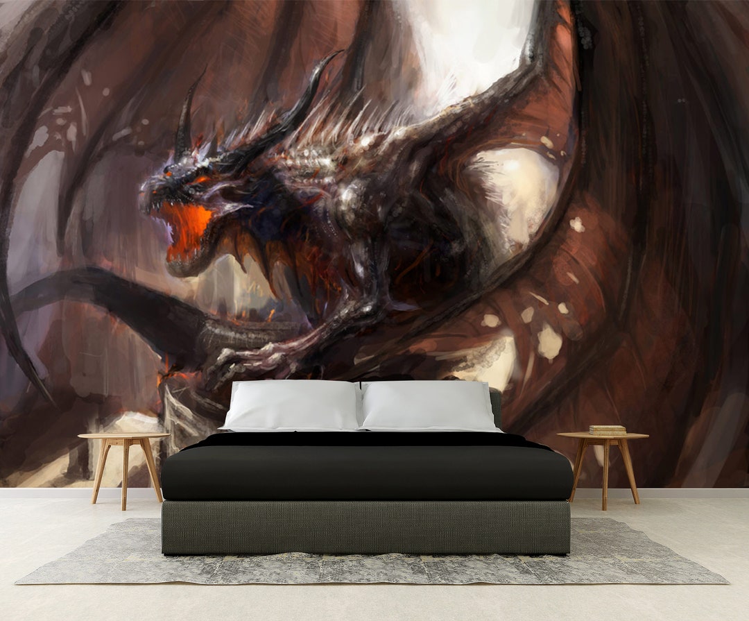 DRAGON WALL ART, Dragon Wallpaper, Peel and Stick, Dragon Wall Decal
