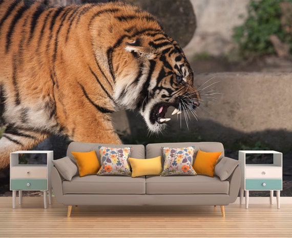 Tiger 3d mural wallpaper - TenStickers