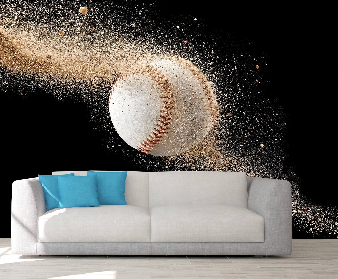 Baseball Wallpaper Baseball Wall Mural Baseball Wall Decal Etsy