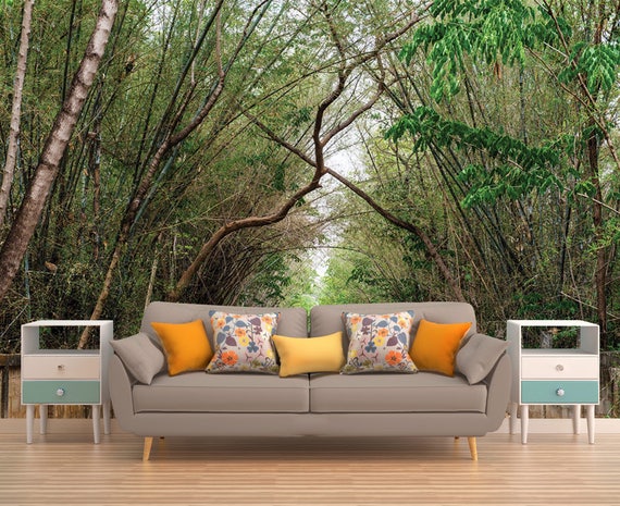 Trees Nature Wall Art, Tree Tunnel, Wall Mural Trees, Nature Wallpaper, Wall  Decal Trees, Self Adhesive Vinyl, Removable Wall Decal, Art 