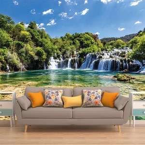 NATURE INSPIRED DECOR, Nature Wall Art, Peel And Stick, Waterfall Wallpaper, Waterfall Wall Art, Bedroom Decor, Above Bed Decor