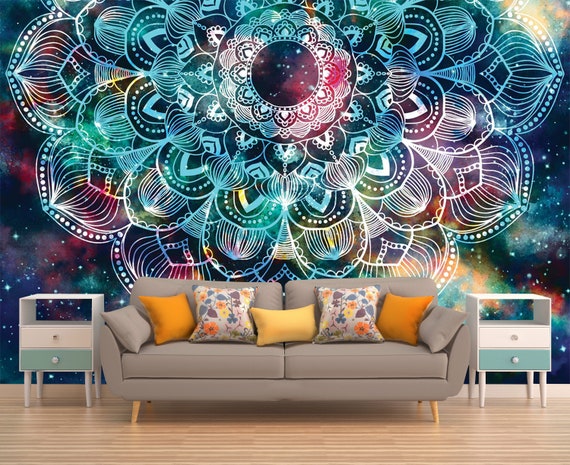 ABSTRACTE WALL ART Mandala Wall Covering Kleurrijke Mandala Wall