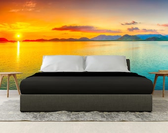 Sunset Wall Decor, Extra Large Wall Mural, Reusable Wallpaper, Wall Mural Sunset, Wall Mural Sun, Peel And Stick Wall Decor, Wall Sticker