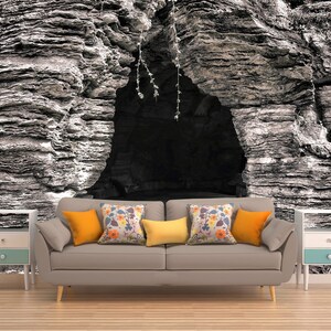 cave wall mural,tunnel,perspective,entrance,wall covering, peel and stick wallpaper,self adhesive wallpaper,removable wallpaper,reusable