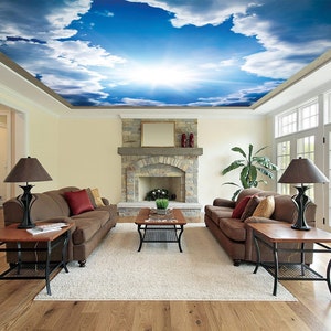 CLOUDS CEILING DECOR, Clouds Wallpaper, Peel And Stick, Sun Ceiling Art, Sky Wallpaper, Sky Wall Art, 3D Wall Art, Housewarming Gift