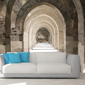 3D Wallpaper, TUNNEL WALL ART, Cathedral Wall Decor, Peel And Stick, Cathedral Wall Arch, Arch Wall Decal, Arches Wall Art, Housewarming