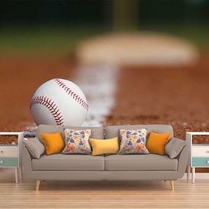 BASEBALL COURT WALLPAPER, Peel And Stick Baseball Wall Mural, Sport Arena Wall Covering, Baseball Wall Art, Baseball Wall Hanging, Ball Wall