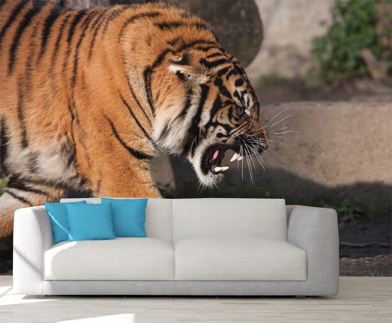 Tiger 3d mural wallpaper - TenStickers