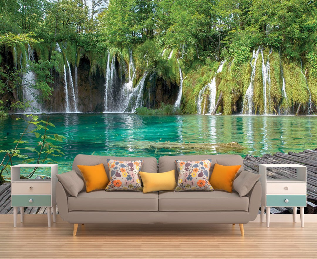 Water Wall Decor, Wall Covering, Waterfall Wall Mural, Wallpaper Nature