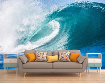 Wave Wall Covering, Sea Wall Mural, Nature Wall Murals Peel And Stick, Vinyl Peel And Stick, Tropical Wallpaper, Ocean Wall Covering