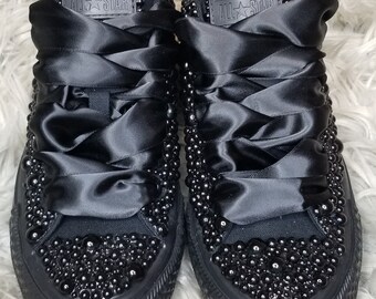 bedazzled black converse