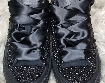 black bedazzled converse