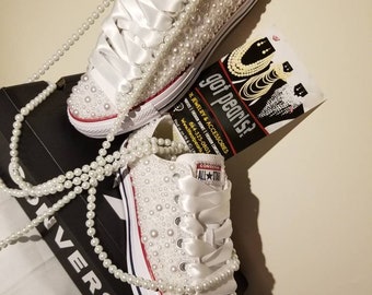 Pearl Chuck Taylors Etsy