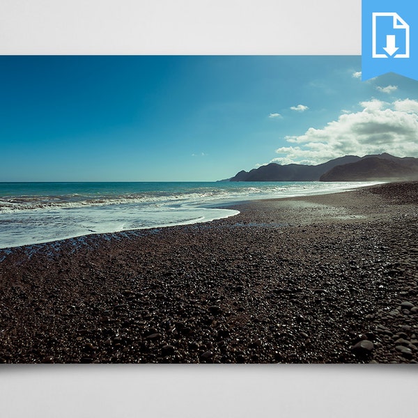 New Zealand Landscape Photograph, New Zealand East Cape Photograph, New Zealand Coast Photograph, Pebble Beach Photo