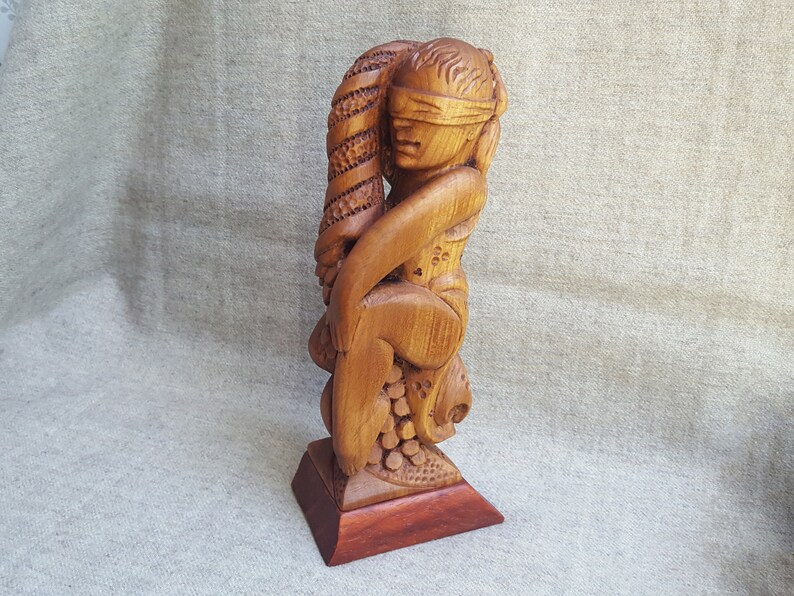 Wooden Fortuna sculpture Goddess of Luck Home decor Hand Etsy
