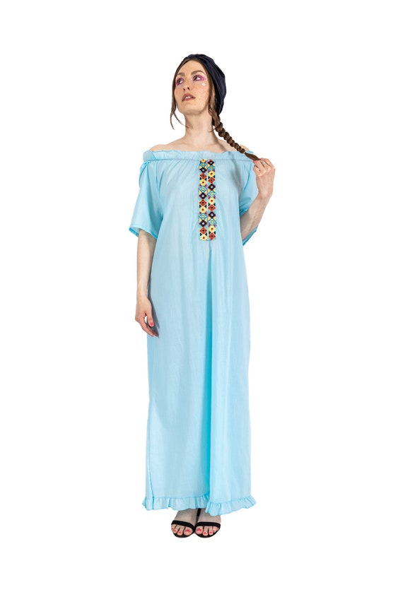 Vintage Bohemian Embroidered Maxi Gown - image 1