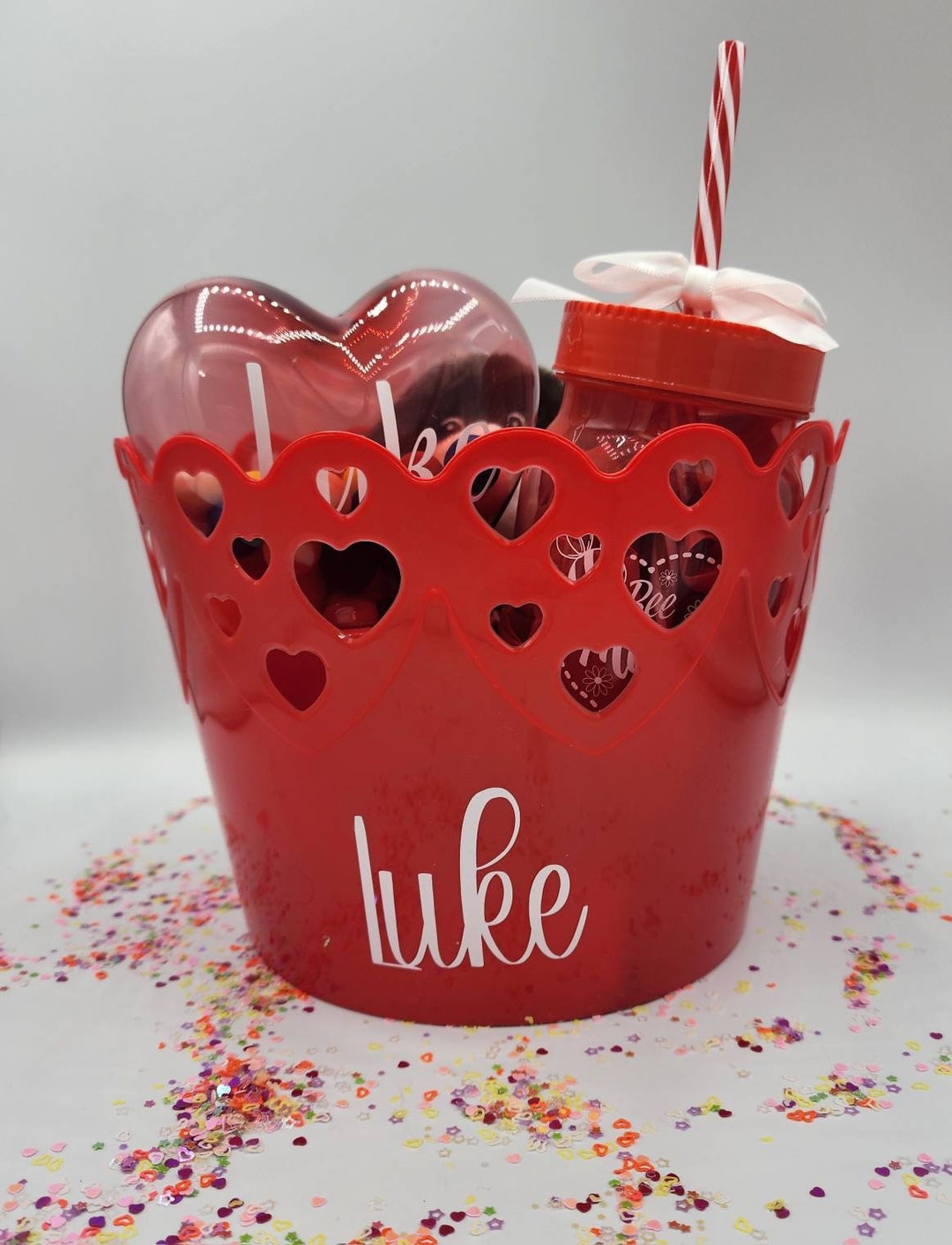 Personalized Valentines Day Basket, Personalized Basket, Toy Bucket
