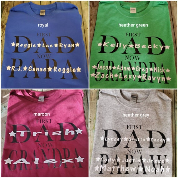 First dad now grandpa t shirt Clearance