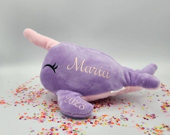 Personalized Valentine Plush Narwhal, Personalized Valentine Stuffed Narwhal, Personalized Valentine Narwhal, Narwhal Valentine, Kids Gift