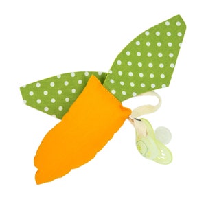 Schnullerkette Schnullerband Schnullertier Schnullermöhre Möhre &quot;Karotte&quot; aus Bio-Baumwolle orange