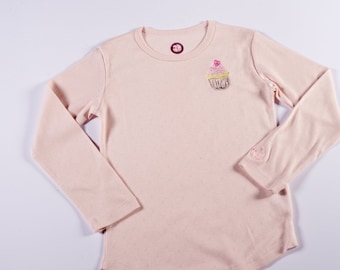 Mädchen Schlafanzug - Langarmshirt "Muffin" aus Bio-Baumwolle rosa