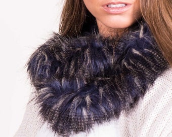 Faux fur scarf - Midnight Blue