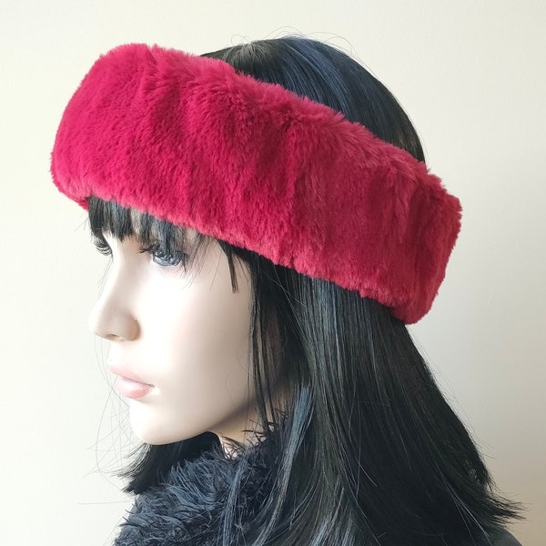 Faux fur headband - Ruby