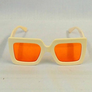 Jean Beige & Orange  Sunglasses  Retro 1960's 1970s style  UV400