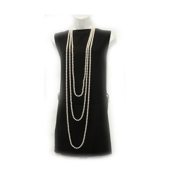 New 1920’s Vintage  Style Long Charleston Flapper Necklace Faux Pearl Beads