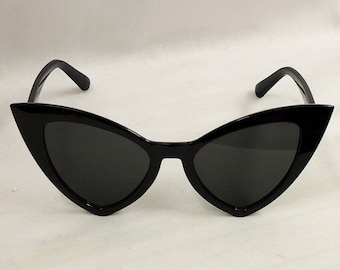 Grandes lunettes de soleil oeil de chat noires style années 50 UV400