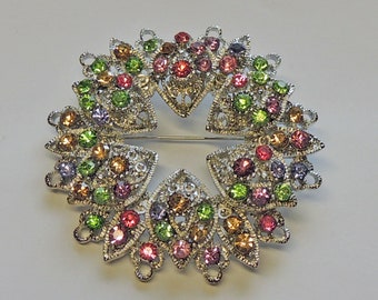 Large Vintage 1980's  Rhinestone Statement Brooch NOS