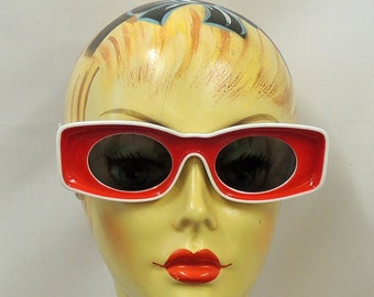 Red and White Space Age Sunglasses  1960's  style  UV400