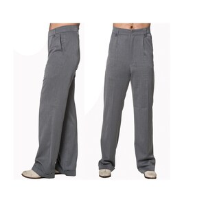 Grey Men&#39;s 1930&#39;s 40s Vintage Style Trouser