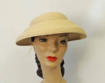 Sombrero para el sol de verano con ala de dosel, estilo vintage de los años 30 y 40, color arena