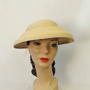 Sand Vintage Style 1930s 1940s  Canopy  Brim  Summer Sun Hat