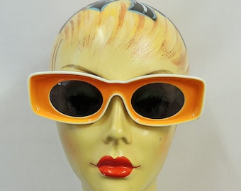 Orange and White Space Age Sunglasses  1960's  style  UV400