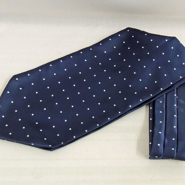 Navy Blue Spotty Dot  Mens Cravat 1930s 1940s Vintage style