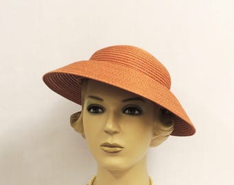 Matilda Russet Vintage Style 1930s 1940s  Canopy Brim Summer Sun Hat