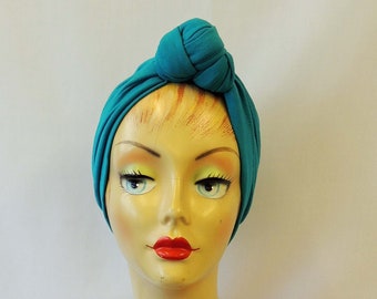 Vintage style  1940s's  Teal Knot Turban