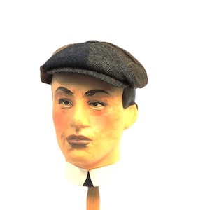 One size 8 panel Patchwork Wool Mix  Baker boy News Boy Cap Hat Vintage 1930s 1940s style