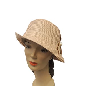 Blush Pink Vintage Style 1930s 1940s  Cloche  Summer Hat