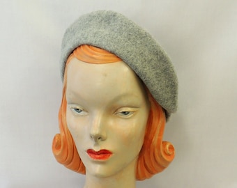 Grey 100% Pure New Wool Timeless Classic 1930's 1940's Vintage style Beret