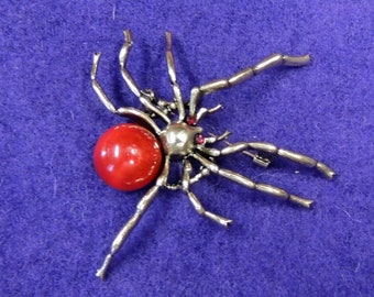 Broche Spider Novelty de style vintage rouge