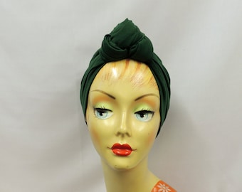 Vintage style  1940s's  Dark green  Knot Turban