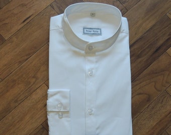 White Collarless Shirt 1920s 30s 40s Vintage Style Peaky Blinders Downton "For the Bigger Guys"