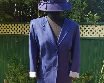 UK 18 US 2XL Navy Blue Ladies 2 pièces Jupe Costume 1940s 1950s style vintage