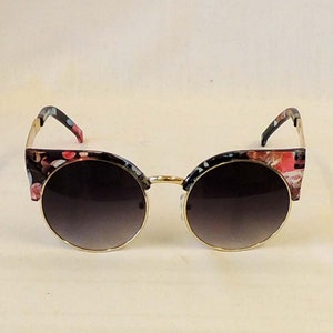 Trudi Deco Floral Round Wing  Sunglasses Retro  1940s  style  UV400